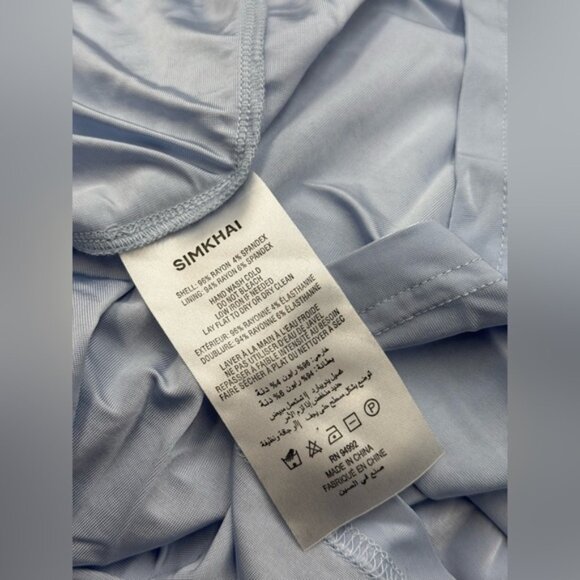 🆕 SIMKHAI 🧿 NWOT Acacia Draped Ruched Jersey Midi Dress, Blue Haze - Sz XS - Picture 15 of 15
